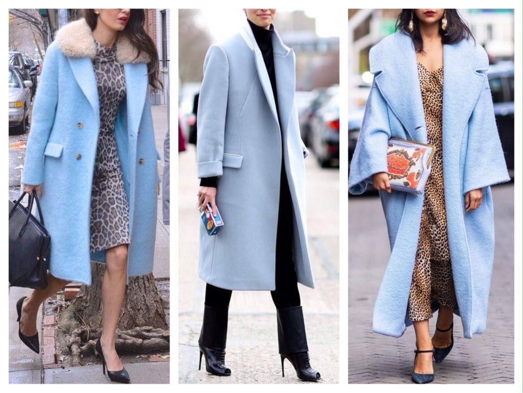 Синее пальто с чем носить